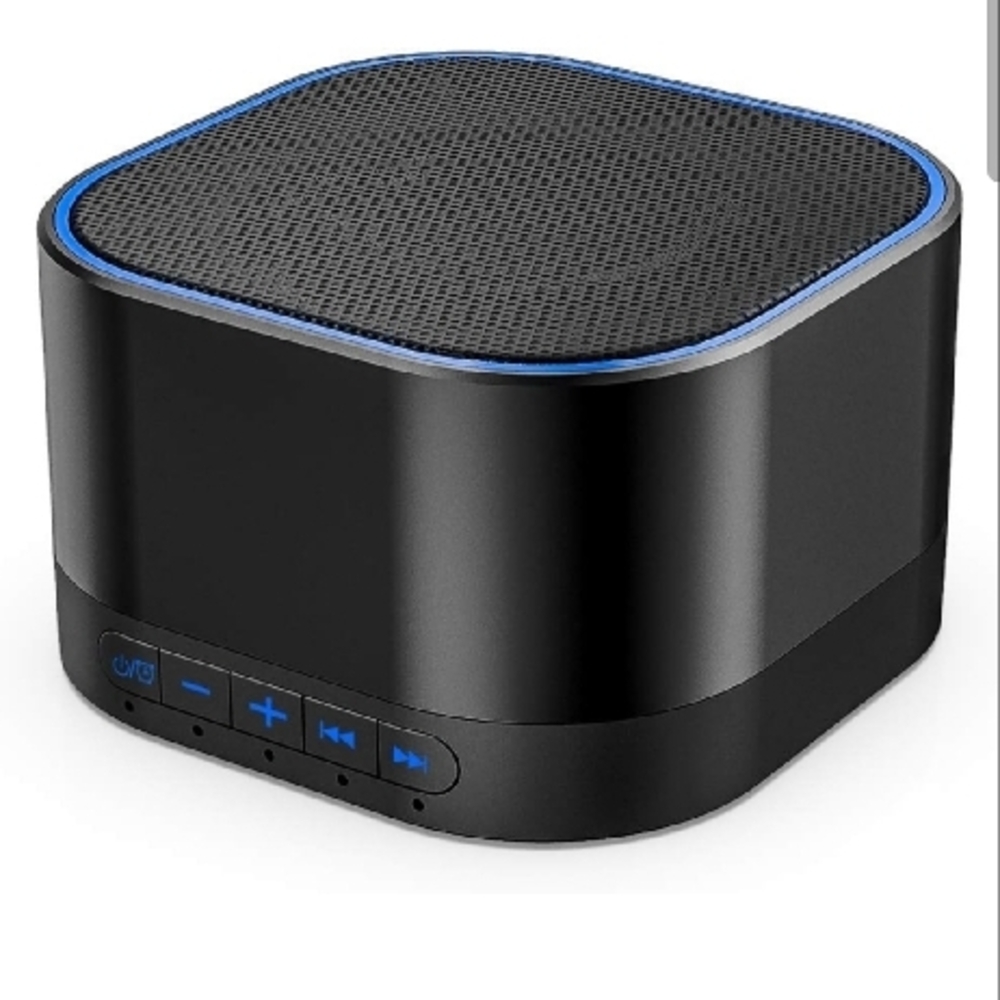 Black Portable Bluetooth Sound Machine Speaker with Blue Accents